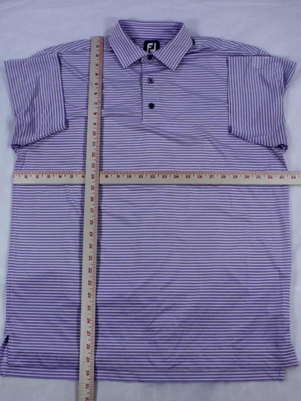 FootJoy (FJ) Men's Performance Golf Polo – Size L – Purple and White Stripes - Picture 9 of 9
